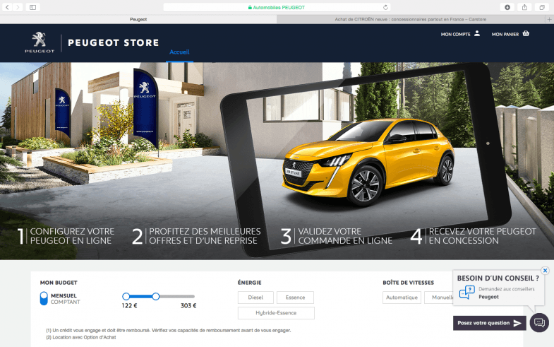 Peugeot propose un parcours d’achat 100% en ligne, jusqu’au financement et la reprise