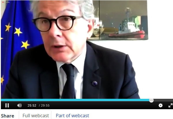 Thierry Breton, Commissaire européen au marché intérieur : "Il n’y aura pas de report des objectifs 2020"