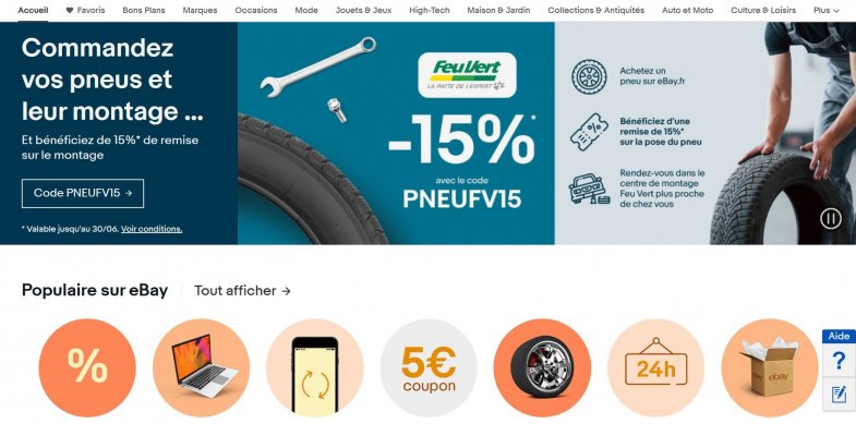 eBay propose 15% de remise sur le montage de ses pneus dans le réseau Feu Vert