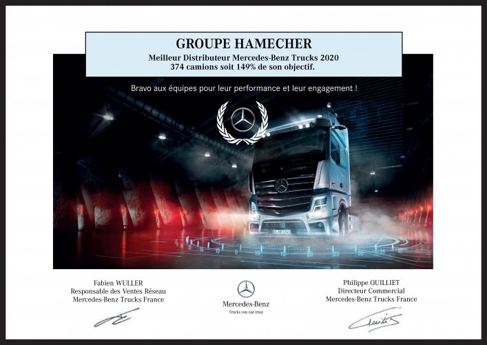 Le groupe Hamecher, meilleur distributeur Mercedes-Benz Trucks de 2020