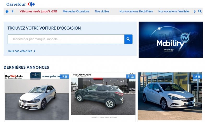 Des annonces VO sur le site Carrefour.fr